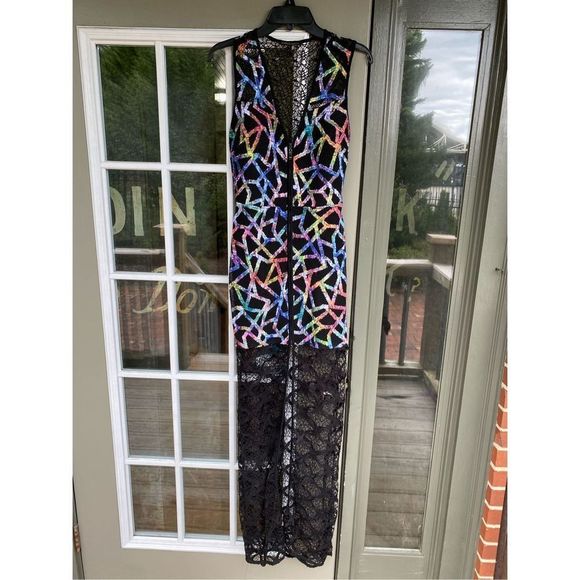 Alberto Makali New York Black Lace Multicolor Zipper Dress Size Small, MSRP $486 - Picture 1 of 14